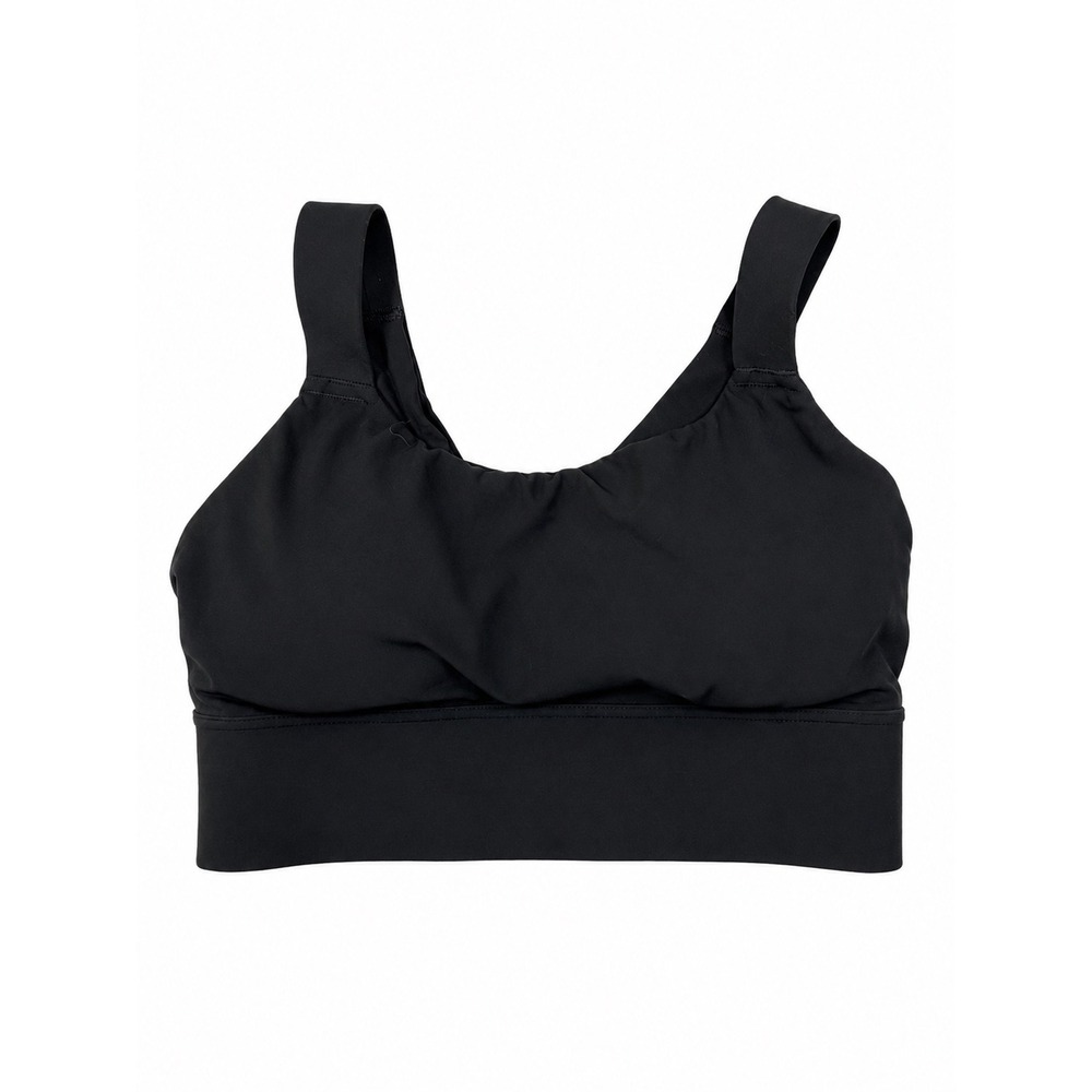 Athleta Black Longline Sports Bra Twist Back Cross Back Yoga Crop Top Size L - Picture 4 of 6